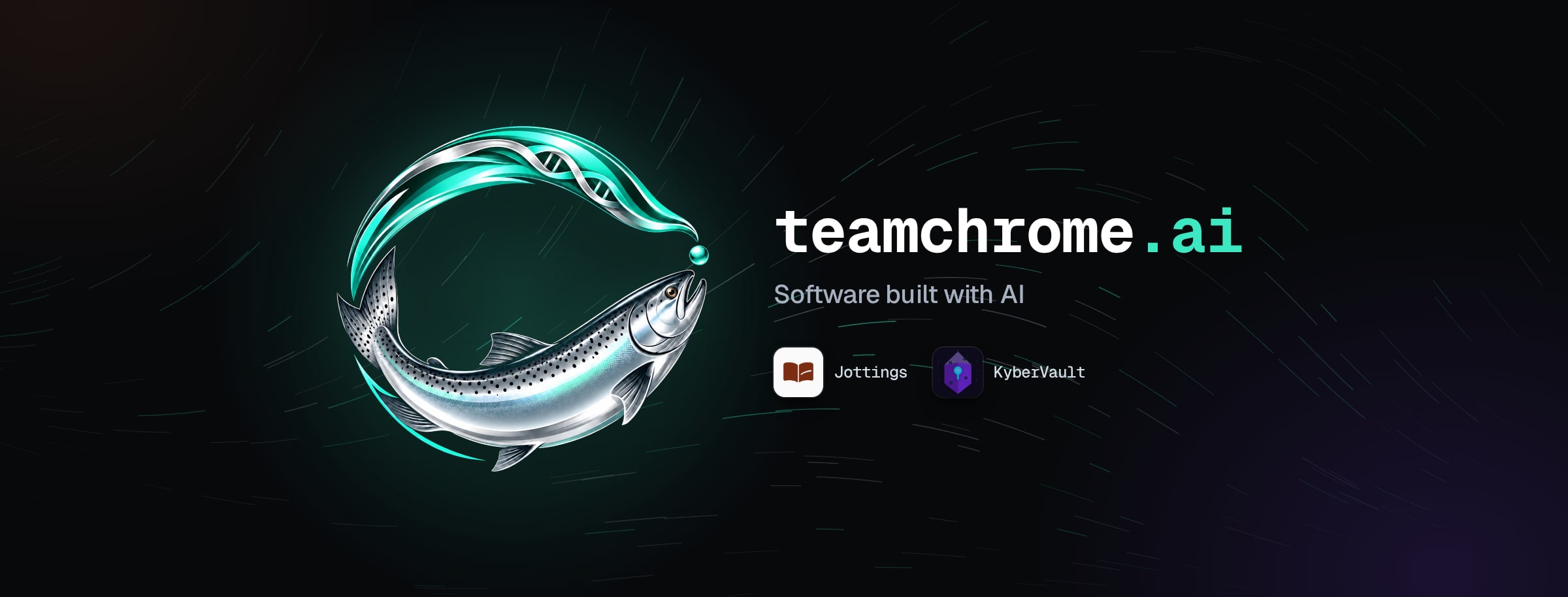 TeamChrome.AI, software built with AI, with the Jottings and KyberVault app icons